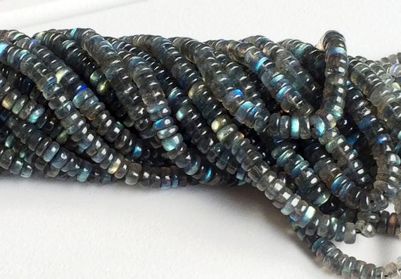 6mm Labradorite Plain Rondelle Beads, Blue Fire Gem Stone, Flashy Blue Tyre Gemstone Beads, Labradorit For Jewelry (4in To 8in Options)