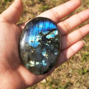 Shop Palm Stones! Labradorite Large Flashy Palm Stone – Healing Crystals | Natural genuine stones & crystals in various shapes & sizes. Buy raw cut, tumbled, or polished gemstones for making jewelry or crystal healing energy vibration raising reiki stones. #crystals #gemstones #crystalhealing #crystalsandgemstones #energyhealing #affiliate #ad