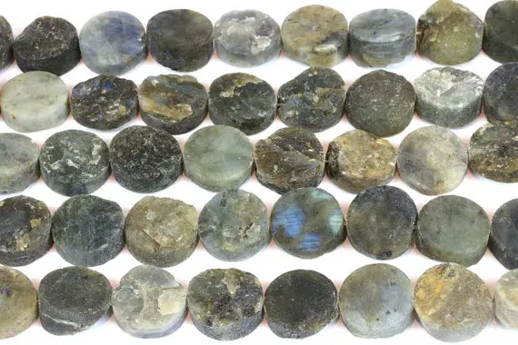 Rough Coins,labradorite Beads,rough Beads,round Rough Gem Beads,gemstone Beads,large Coin Beads,raw Beads,wholesale Beads - 16" Full Strand