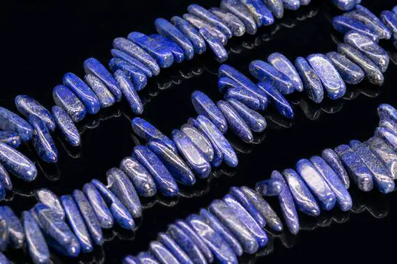 12-24x3-5mmdeep Blue Lapis Lazuli Beads Stick Pebble Chip Grade A Genuine Natural Gemstone Loose Beads 15.5" / 7.5" Bulk Lot Options(111247)