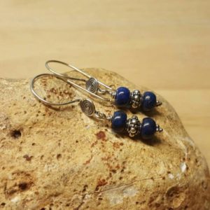 Shop Lapis Lazuli Earrings! Lapis lazuli earrings. Bali silver beads. Reiki jewelry uk. September birthstone. Drop earrings. Dangle earrings | Natural genuine Lapis Lazuli earrings. Buy crystal jewelry, handmade handcrafted artisan jewelry for women.  Unique handmade gift ideas. #jewelry #beadedearrings #beadedjewelry #gift #shopping #handmadejewelry #fashion #style #product #earrings #affiliate #ad