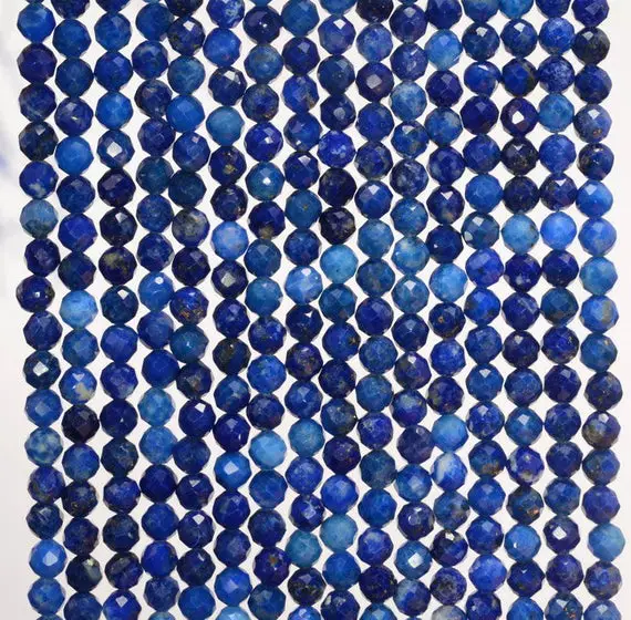 3mm  Lapis Lazuli Gemstone Grade Aa Micro Faceted Round Loose Beads 15.5 Inch Full Strand (80006521-a204)