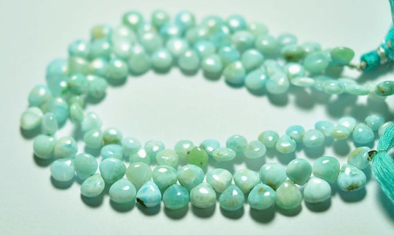 Natural Larimar Heart Beads 5mm To 6mm Smooth Heart Beads Superb Larimar Beads Stone Smooth Gemstone Beads - 8 Strand Strand No3826