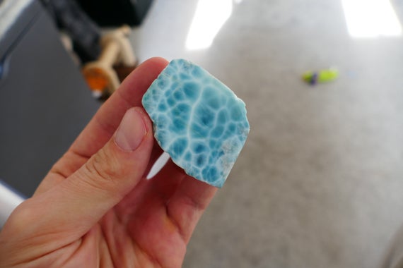 High Grade Natural Blue Larimar Slab Specimen