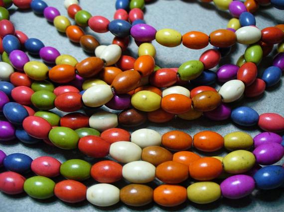 Magnesite Beads Gemstone Mixed Colors Rice 8x5mm