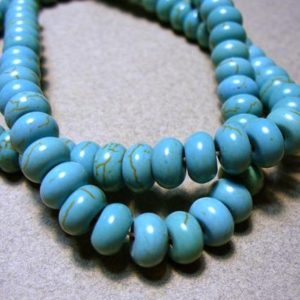 Magnesite BeadsTurquoise  Rondelle  8x5MM | Natural genuine rondelle Magnesite beads for beading and jewelry making.  #jewelry #beads #beadedjewelry #diyjewelry #jewelrymaking #beadstore #beading #affiliate #ad