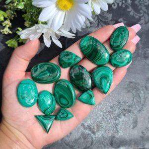 Shop Gemstone Cabochons! Malachite Cabochon, Choose Your Green Crystal Gemstone Cab for Jewelry Making, Wire Wrapping, or Crystal Grids | Natural genuine stones & crystals in various shapes & sizes. Buy raw cut, tumbled, or polished gemstones for making jewelry or crystal healing energy vibration raising reiki stones. #crystals #gemstones #crystalhealing #crystalsandgemstones #energyhealing #affiliate #ad