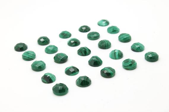 Small Malachite Round Faceted Gemstone,faceted Gems,checker Cut Cabochons,malachite Gemstone,cabochons,aa Quality - 1 Stones
