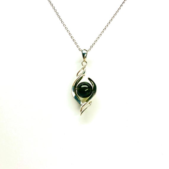 Moldavite Necklace / Moldavite Necklace / Sterling Silver /round 10mm / Made In Japan / Gift Jewelry / Charis Jewelry /