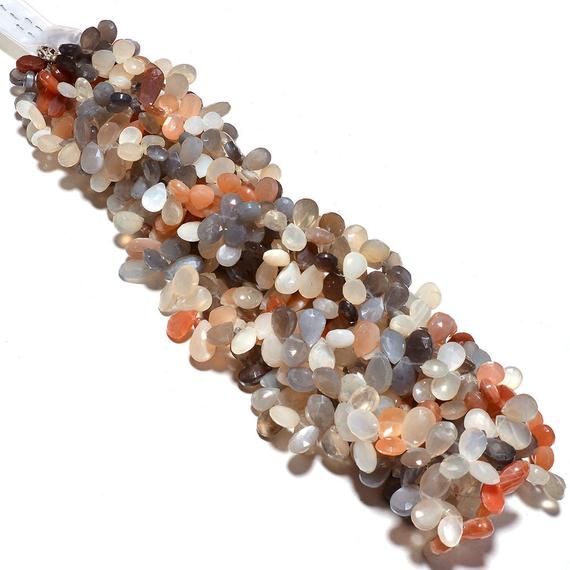 Natural Faceted 18" 1 Strand Multi Moonstone Pear Shape Beads 7-9mm Gemstone Beads Wholesale Price
