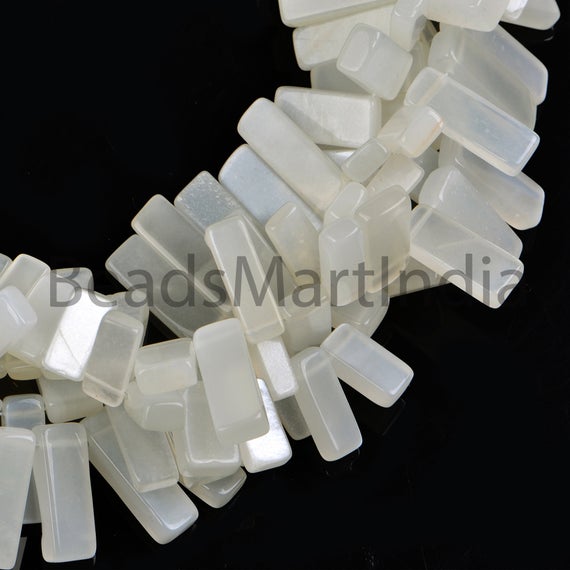 4x10-5x16 Mm White Moonstone Plain Fancy Shape Beads, White Moonstone Stick Shape Beads, White Moonstone Plain Beads, Moonstone Smooth Beads