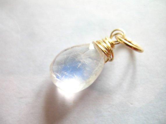 Moonstone Pendant Charm Jewelry Necklace June Birthstone, Pear/ Sterling Silver Or 14k Gold Filled  / Nana Mom Bridesmaids Gift Bridal Gd1