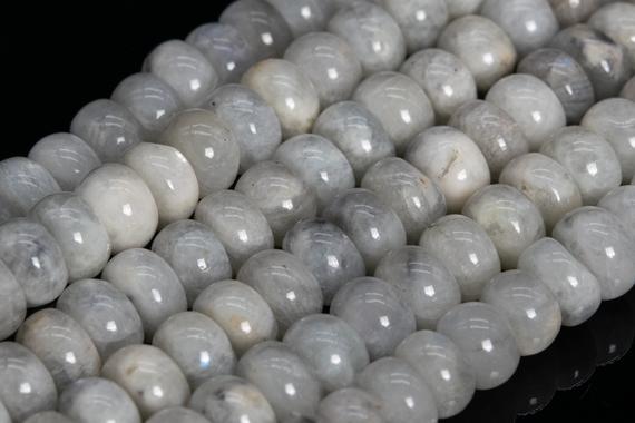 Genuine Natural Light Gray Moonstone Loose Beads India Grade A Rondelle Shape 8x4-5mm