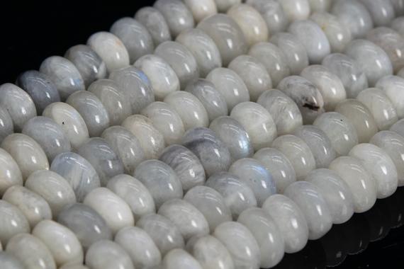 Genuine Natural Light Gray Moonstone Loose Beads India Grade A Rondelle Shape 7-8x3-4mm