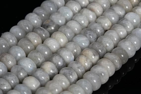 Genuine Natural Light Gray Moonstone Loose Beads India Grade A Rondelle Shape 8x3-5mm