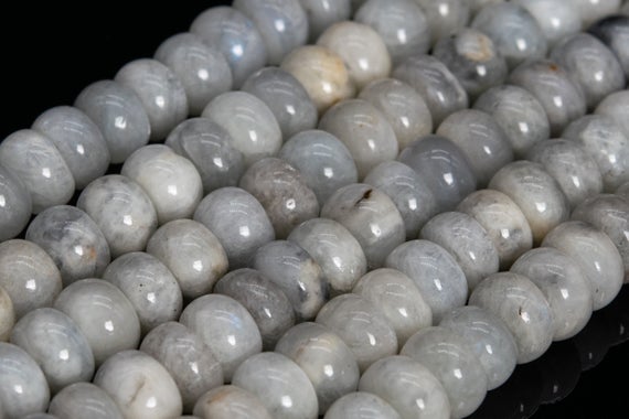 Genuine Natural Light Gray Moonstone Loose Beads India Grade A Rondelle Shape 9x3-5mm