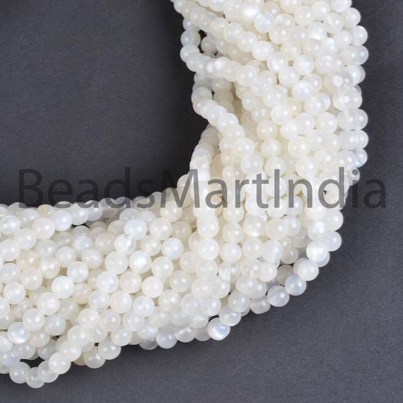 White Moonstone Smooth Round Gemstone Beads, White Moonstone Plain Round Gemstone Beads, Moonstone Beads, Moonstone From 4-6mm