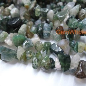 Shop Moss Agate Chip & Nugget Beads! 34" Moss agate 5x8mm chips, green color gemstone chips, grass agate chips, small multi color DIY chips beads, gemstone wholesaler | Natural genuine chip Moss Agate beads for beading and jewelry making.  #jewelry #beads #beadedjewelry #diyjewelry #jewelrymaking #beadstore #beading #affiliate #ad