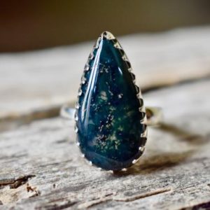 Shop Moss Agate Rings! US SIZE 8.5 – Moss Agate ring , moss agate ring , 925 sterling silver , agate gemstone silver ring , women jewellery gift #R30 | Natural genuine Moss Agate rings, simple unique handcrafted gemstone rings. #rings #jewelry #shopping #gift #handmade #fashion #style #affiliate #ad