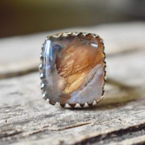 Shop Moss Agate Rings! US SIZE 6.5 – Moss Agate ring , moss agate ring , 925 sterling silver , agate gemstone silver ring , women jewellery gift #R28 | Natural genuine Moss Agate rings, simple unique handcrafted gemstone rings. #rings #jewelry #shopping #gift #handmade #fashion #style #affiliate #ad