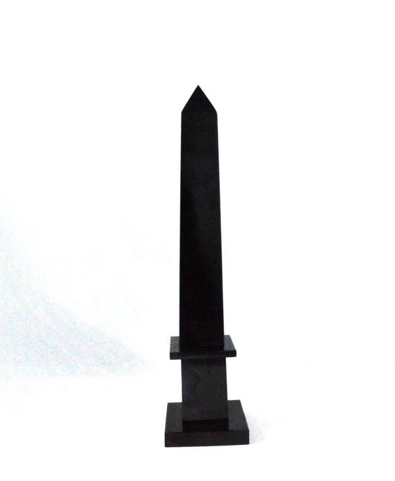 Natural Black Obsidian Crystal Obelisk Tower - 125mm 4 Faceted Healing Energy Charger, Spiritual Gemstone Gift
