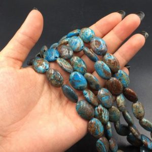 Natural Ocean Jasper Oval Beads 13x18mm Blue Brown Ocean Jasper Beads Gemstone Beads Oval Beads Jewelry making Supplies bulk wholesale | Natural genuine other-shape Gemstone beads for beading and jewelry making.  #jewelry #beads #beadedjewelry #diyjewelry #jewelrymaking #beadstore #beading #affiliate #ad