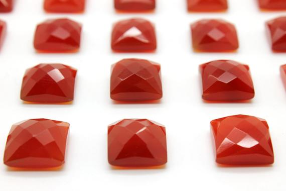 Gcf-1275 - Red Onyx Faceted Cabochon - 12x12mm Square - Gemstone Cabochon - 1 Pc