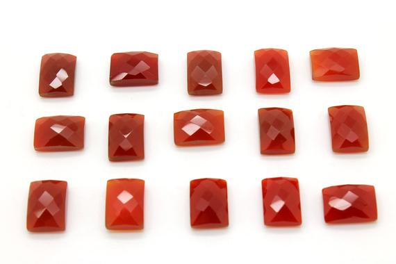 Gcf-1282 - Red Onyx Faceted Cabochon - 10x14mm Rectangular - Gemstone Cabochon - Aa Quality - 1 Pc