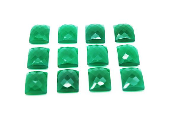 Green Onyx Faceted Cabochon,rectangle Cabochon,rectangle Gemstone,gemstone Cabochon,faceted Green Onyx,faceted Stone Wholesale - Aa Quality