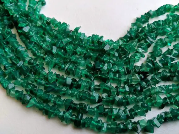 4-6mm Green Onyx Chips Strand, Natural Green Onyx Beads, Green Onyx For Necklace 32 Inches Onyx For Jewelry (1strand To 5strand Options)