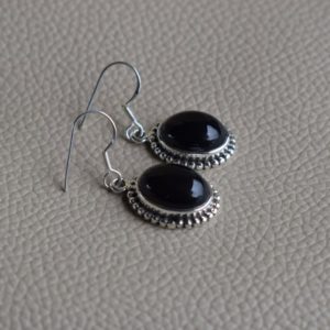 Shop Onyx Jewelry! Oval Black Onyx Earrings-Designer Earring-Handmade Silver Earrings-925 Sterling Silver Earrings-Onyx Earring-December Birthstone Ring | Natural genuine Onyx jewelry. Buy crystal jewelry, handmade handcrafted artisan jewelry for women.  Unique handmade gift ideas. #jewelry #beadedjewelry #beadedjewelry #gift #shopping #handmadejewelry #fashion #style #product #jewelry #affiliate #ad