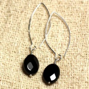 Shop Onyx Earrings! Boucles oreilles Argent 925 Crochets 40mm – Onyx Noir Ovales facettés 14x10mm | Natural genuine Onyx earrings. Buy crystal jewelry, handmade handcrafted artisan jewelry for women.  Unique handmade gift ideas. #jewelry #beadedearrings #beadedjewelry #gift #shopping #handmadejewelry #fashion #style #product #earrings #affiliate #ad