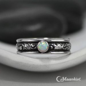 Mens Opal Ring, Sterling Silver Mens Opal Engagement Ring, Opal Wedding Band | Moonkist Designs | Natural genuine Gemstone rings, simple unique alternative gemstone engagement rings. #rings #jewelry #bridal #wedding #jewelryaccessories #engagementrings #weddingideas #affiliate #ad