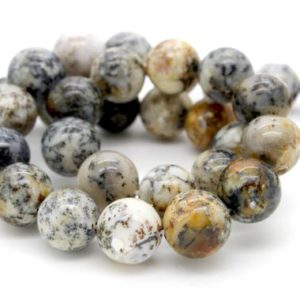 Shop Opal Round Beads! Dendritic Opal, Nautral Dendritic Opal Smooth Round Sphere Ball Loose Gemstone Beads – Full Strand | Natural genuine round Opal beads for beading and jewelry making.  #jewelry #beads #beadedjewelry #diyjewelry #jewelrymaking #beadstore #beading #affiliate #ad