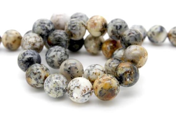 Dendritic Opal Beads, Natural Dendritic Opal Smooth Polished Round Sphere Ball Gemstone Beads - Rn102