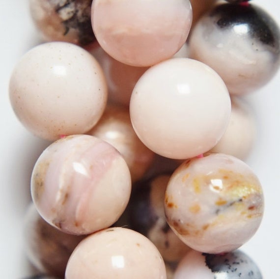 Genuine Peruvian Pink Opal Beads - Round 12 Mm Gemstone Beads - Full Strand 16", 33 Beads, A- Quality