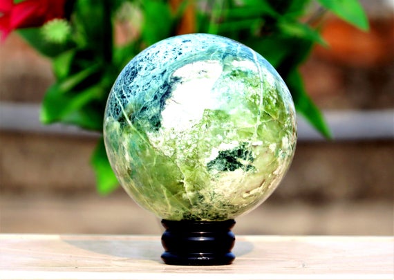 145mm Green Opal Crystal Ball Reiki Charged Healing Sphere Chakra Balance Energy Boost Meditation Unique Spiritual Gift Energy Gemstone