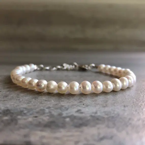 Modern Pearl Bracelet With Extender | Freshwater Pearl Jewelry | Adjustable Bracelet For Small Or Large Wrists | Minimalist Wedding Jewelry