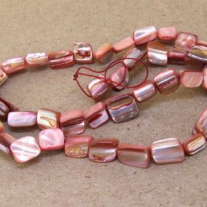 Shop Pearl Chip & Nugget Beads! 8mmx10mm High Luster Red Shell Mop beads Nugget Shell Pearl Full One Strand 15" in length 50beads Per Strand | Natural genuine chip Pearl beads for beading and jewelry making.  #jewelry #beads #beadedjewelry #diyjewelry #jewelrymaking #beadstore #beading #affiliate #ad