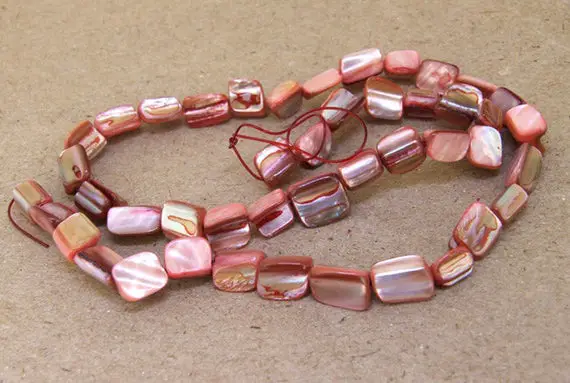 8mmx10mm High Luster Red Shell Mop Beads Nugget Shell Pearl Full One Strand 15" In Length 50beads Per Strand