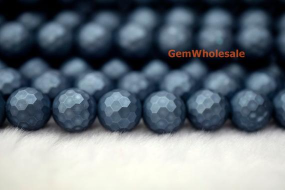 15.5" 8mm/10mm Shell Pearl Round Faceted Beads Dark Blue Color, Dark Blue Shell Pearl 128 Faceted Beads, Jewelry Supply, Hjf8