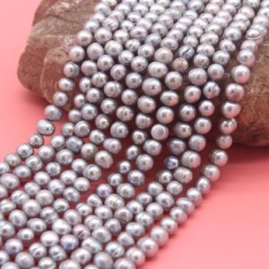 Shop Pearl Necklaces! A+ 8-9mm Elegant Gray Baroque pearl beads, Potato pearl necklace,Genuine freshwater pearl beads,Bulk pearl,Full Strand-51pcs-15inches | Natural genuine Pearl necklaces. Buy crystal jewelry, handmade handcrafted artisan jewelry for women.  Unique handmade gift ideas. #jewelry #beadednecklaces #beadedjewelry #gift #shopping #handmadejewelry #fashion #style #product #necklaces #affiliate #ad