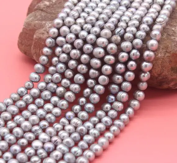 A+ 8-9mm Elegant Gray Baroque Pearl Beads, Potato Pearl Necklace,genuine Round Freshwater Pearl Beads,bulk Pearl,full Strand-45pcs-15inches