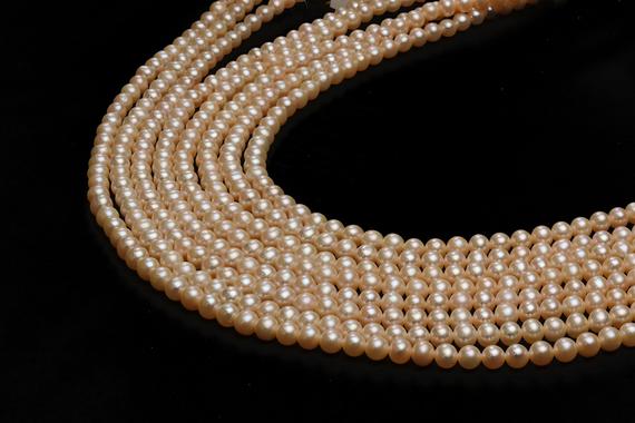 Peach Pearls,freshwater Pearls,natural Pearl Beads,genuine Pearls,peach Beads,wedding Necklace,real Pearl Beads - 16" Full Strand