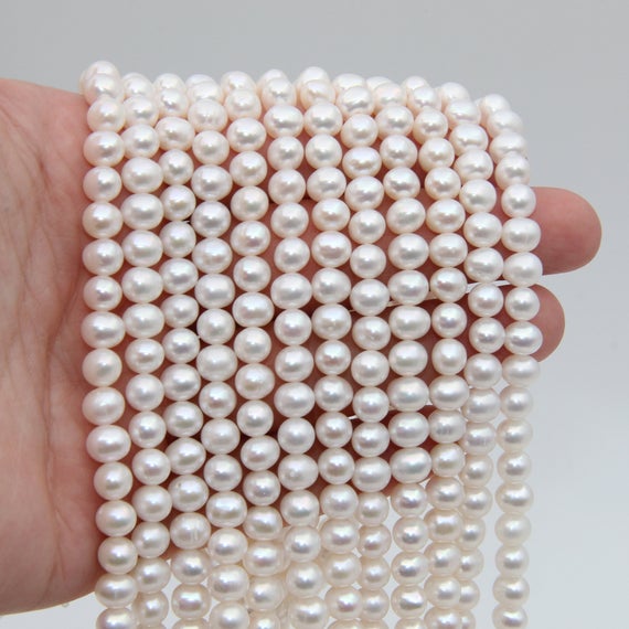 6~7mm Potato Pearl Beads,small Pearl,seed Pearl Beads,white Pearl,freshwater Pearl Beads,genuine Pearl Beads,loose Pearl,pearl Strand Beads.