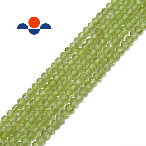 Peridot Faceted Rondelle Beads 2x3mm 15.5" Strand