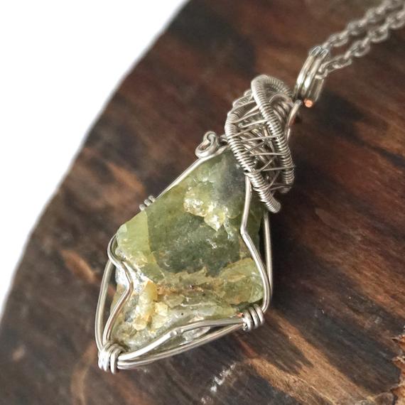 Raw Peridot Necklace, Peridot Pendant Necklace, August Birthstone Necklace, 50th Birthday Gift For Men, Step Dad Gift