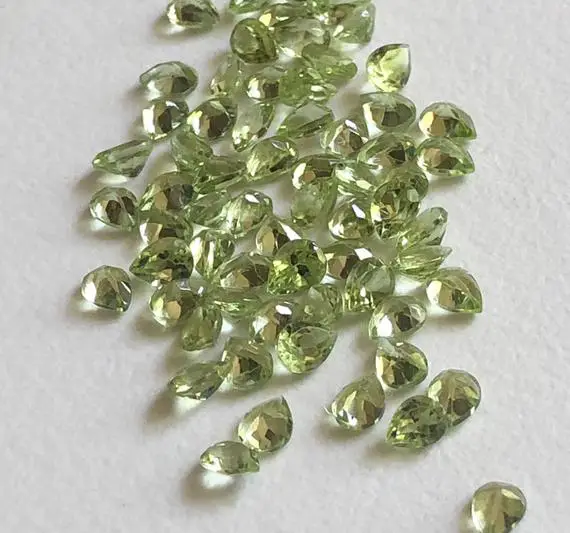 3x5mm Peridot Pear Cut Stone Lot, Natural Pointed Back Pear Faceted Peridot, Loose Peridot Gemstone, 10 Pieces Peridot For Jewelry - Ang80