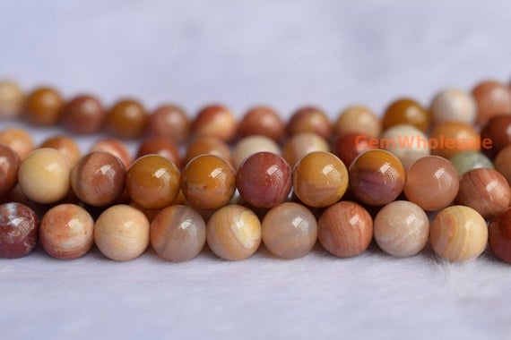 15.5“ 6mm/8mm/10mm Natural Red Wood Fossil Stone Round Beads,red Brown Fossilized Wood Stone, Petrified Wood Diy Jewelry Beads, Njsy