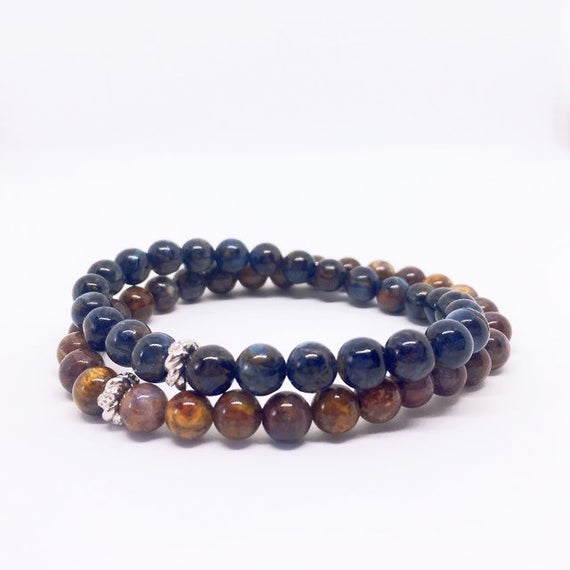 Pietersite Bracelet, Protection Bracelet, Blue Pietersite Jewelry, Sterling Silver Charm, Tempest Stone, Mothers Day Gift, Unique Gifts